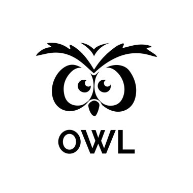 baykuş kuş çizim logo şablonu vektör simgesi