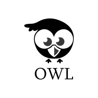 baykuş kuş çizim logo şablonu vektör simgesi