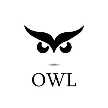 baykuş kuş çizim logo şablonu vektör simgesi