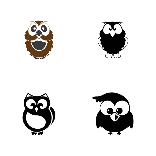 Hibou oiseau illustration logo modèle vectoriel icône — Image vectorielle