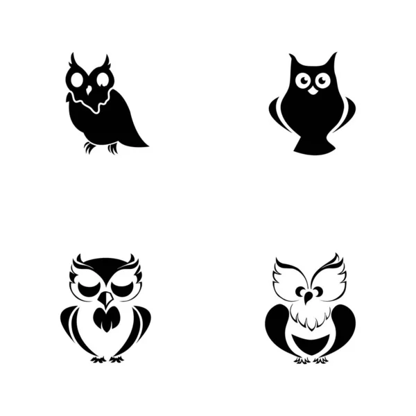 Owl bird illustration logo template vector icon — Stock Vector