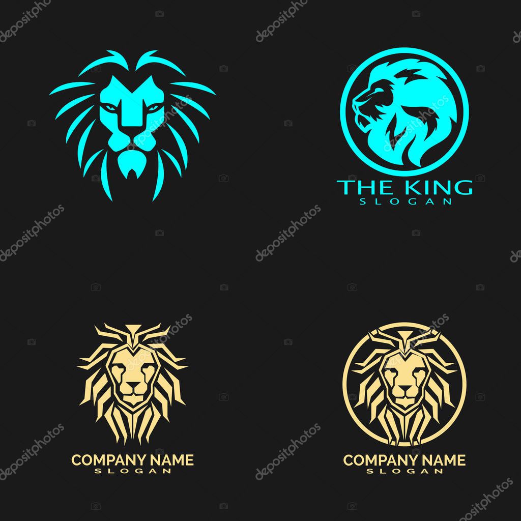 Lion head logo template vector icon