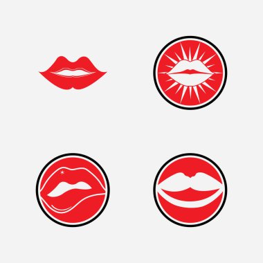 Dudak simgesi kozmetik logo vektör şablonu