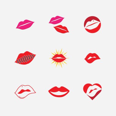 Dudak simgesi kozmetik logo vektör şablonu