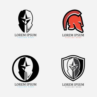 Gladyatör maskesi, Spartalı miğfer logo şablon vektör ikonu tasarımı