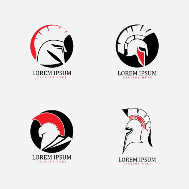 Gladyatör maskesi, Spartalı miğfer logo şablon vektör ikonu tasarımı