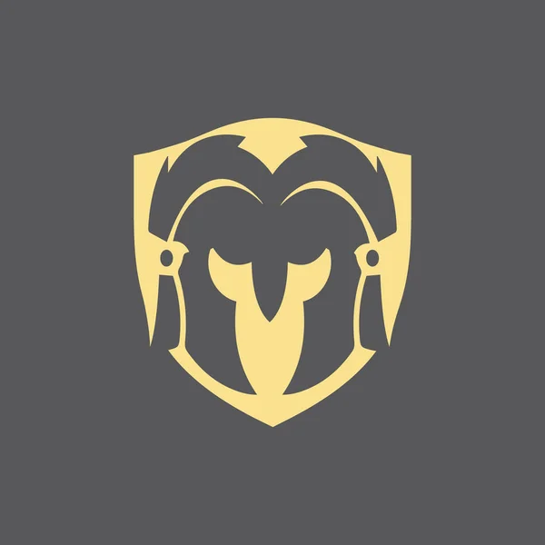 Máscara Gladiador Design Ícone Vetor Logotipo Capacete Espartano — Vetor de Stock