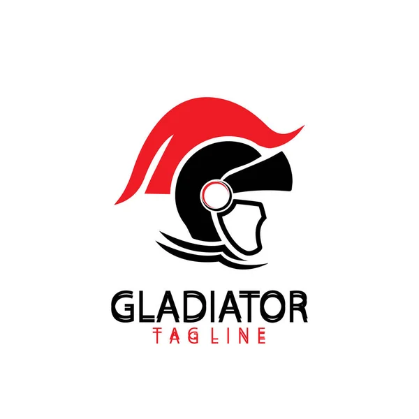 Gladiator Masker Spartaanse Helm Logo Template Vector Pictogram Ontwerp — Stockvector