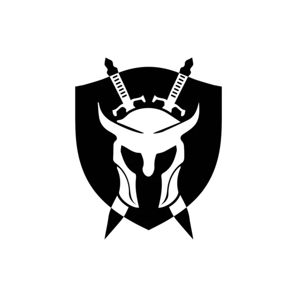 Máscara Gladiador Design Ícone Vetor Logotipo Capacete Espartano — Vetor de Stock
