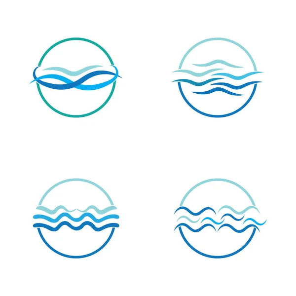 Vecteur Modèle Logo Symbole Icône Vague Eau — Image vectorielle