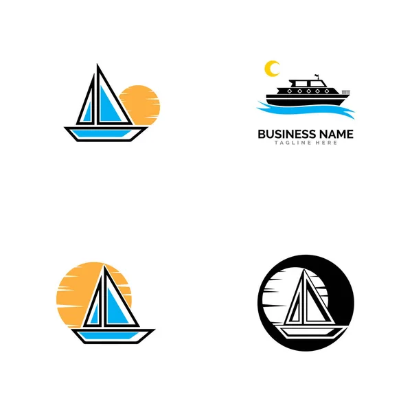 Cruiseschip Logo Template Vector Pictogram Ontwerp — Stockvector