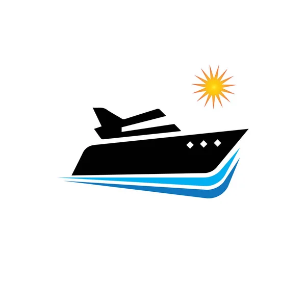 Kreuzfahrtschiff Logo Template Vektor Icon Design — Stockvektor