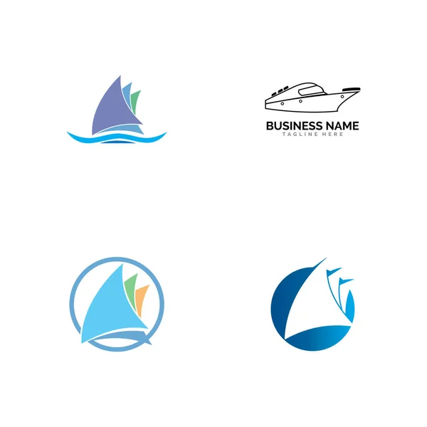 Nave Crociera Logo Template Icone Vettoriali Design — Vettoriale Stock