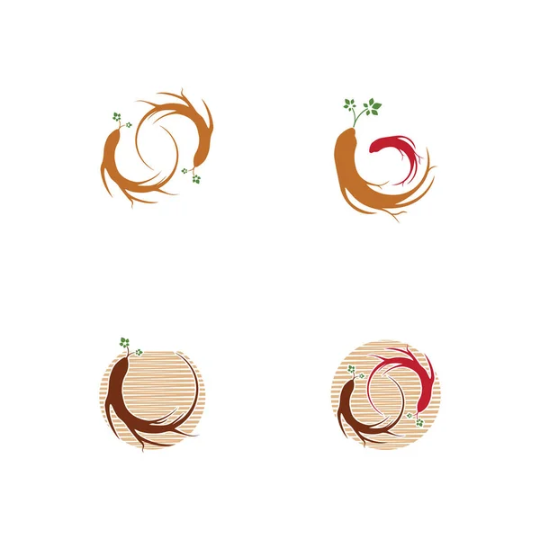 Ginseng Vector Icono Ilustración Plantilla Diseño — Archivo Imágenes Vectoriales