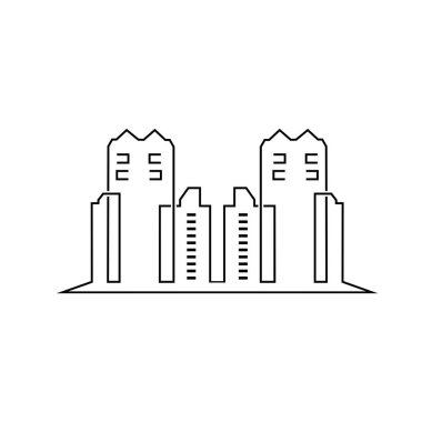 Modern City silueti. Şehir silueti. Düz tasarımda vektör illüstrasyonu