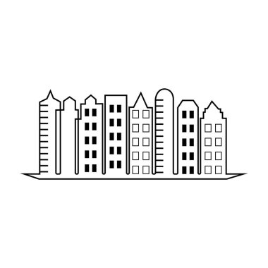 Modern City silueti. Şehir silueti. Düz tasarımda vektör illüstrasyonu