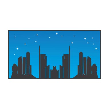 Modern City silueti. Şehir silueti. Düz tasarımda vektör illüstrasyonu