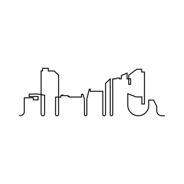 Skyline Modern City Silhouette Cittadina Illustrazione Vettoriale Design Piatto — Vettoriale Stock