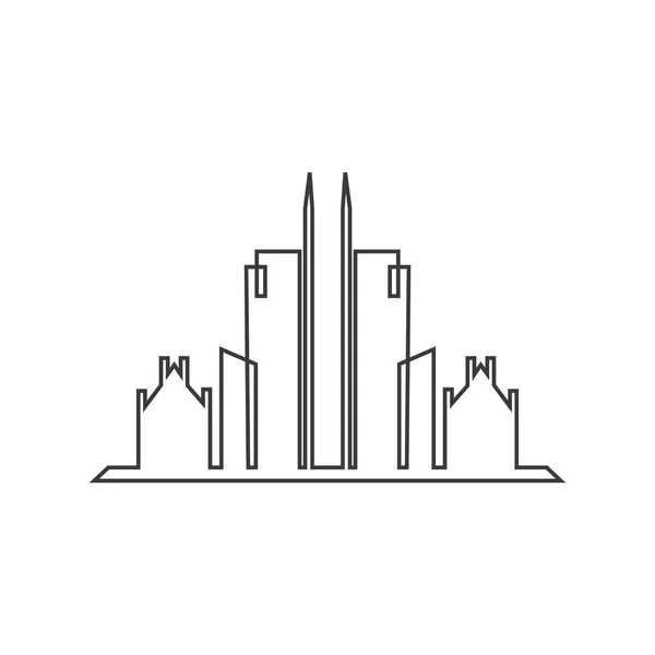 Skyline Modern City Silhouette Cittadina Illustrazione Vettoriale Design Piatto — Vettoriale Stock