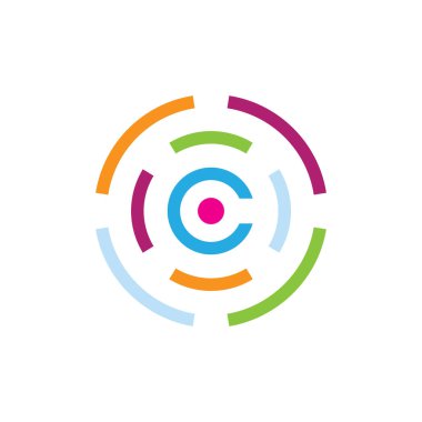 İlk harf C Harfi Logo Şablon vektör resimleme