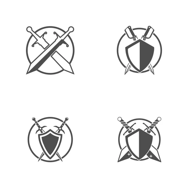 Schwert Waffe Vektor Logo Vorlage Illustration Design — Stockvektor