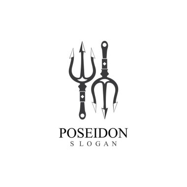 Trident tasarım vektörü ve pozeidon simge örnekleme şablonu