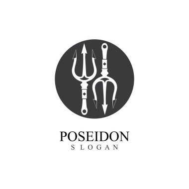 Trident tasarım vektörü ve pozeidon simge örnekleme şablonu