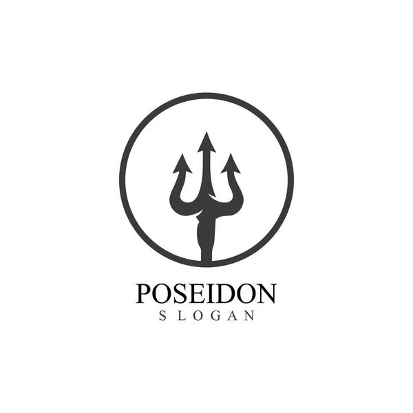 Trident Vector Diseño Poseidon Icono Plantilla Ilustración — Vector de stock