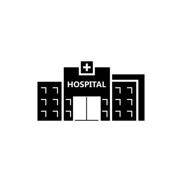 Vector Icoon Van Ziekenhuis Gebouw Voorzijde Silhouet Witte Achtergrond — Stockvector