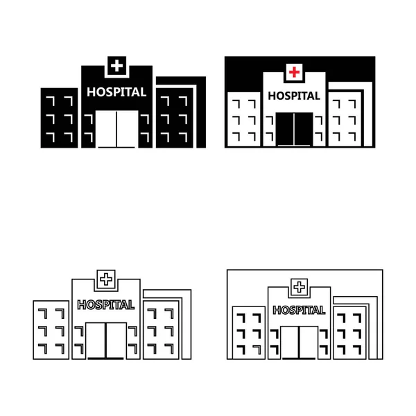 Wektorowa Ikona Frontowej Sylwetki Budynku Szpitalnego Białym Tle — Wektor stockowy