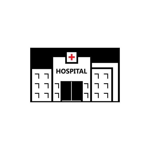 Icono Vectorial Silueta Frontal Del Edificio Del Hospital Sobre Fondo — Vector de stock