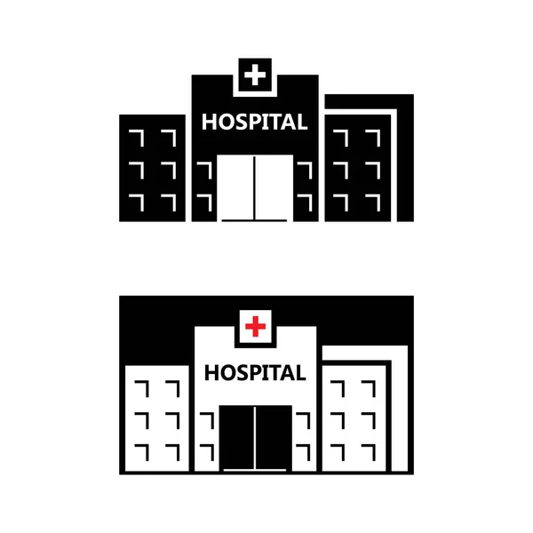 Icono Vectorial Silueta Frontal Del Edificio Del Hospital Sobre Fondo — Archivo Imágenes Vectoriales