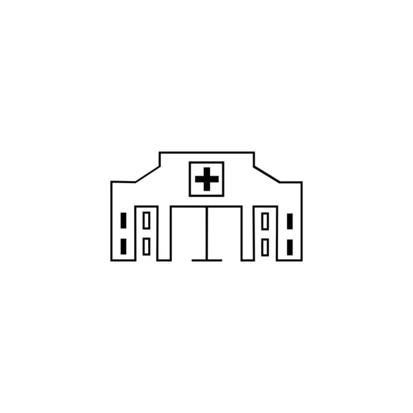 Vektor Ikone Des Krankenhausgebäudes Silhouette Auf Weißem Hintergrund — Stockvektor