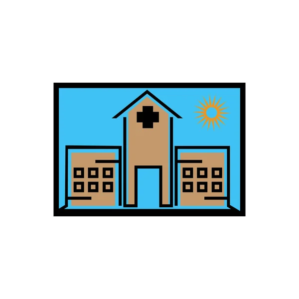 Vector Icon Hospital Building Front Silhouette White Background — Stock Vector