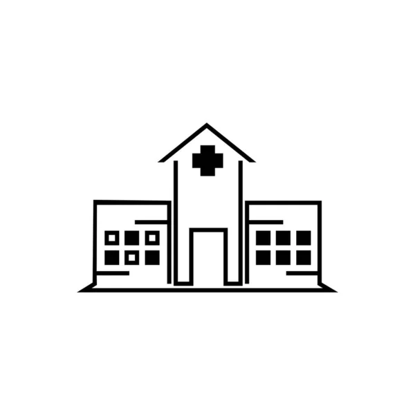 Vector Icon Hospital Building Front Silhouette White Background — Stock Vector