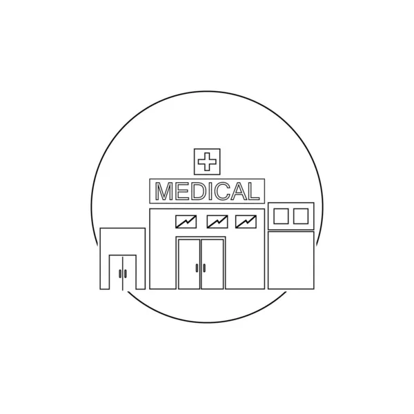 Vektor Ikone Des Krankenhausgebäudes Silhouette Auf Weißem Hintergrund — Stockvektor
