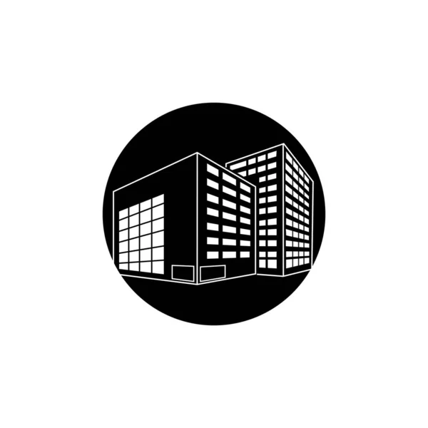 Vector Icon Hospital Building Front Silhouette White Background — Stock Vector