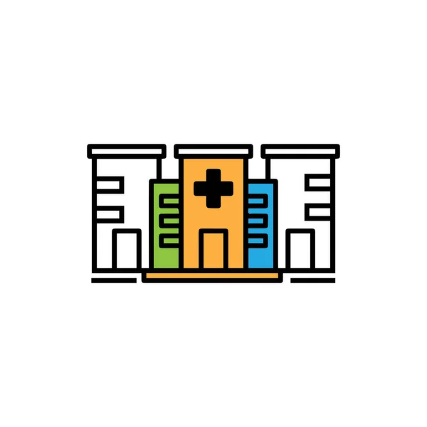 Vector Icon Hospital Building Front Silhouette White Background — Stock Vector