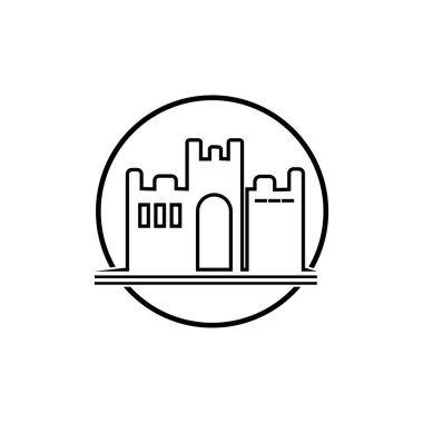 Basit ilüstrasyon kalesi, Saray simgesi düzenlenebilir logo tasarımı