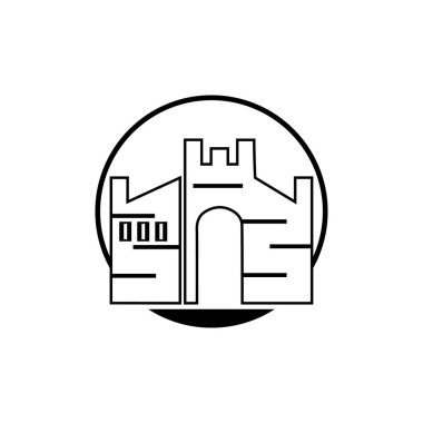 Basit ilüstrasyon kalesi, Saray simgesi düzenlenebilir logo tasarımı
