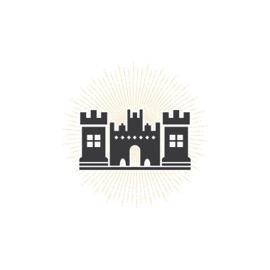 Basit ilüstrasyon kalesi, Saray simgesi düzenlenebilir logo tasarımı