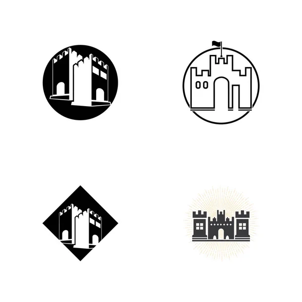 Castelo Ilustração Simples Projeto Logotipo Editável Ícone Palácio —  Vetores de Stock