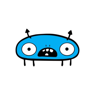 Sevimli çizgi film canavarı. Vektör komik canavar karakter çizimi tasarımı