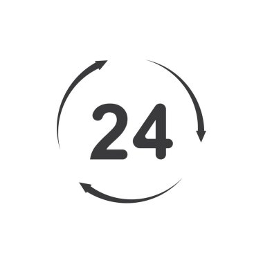 Zaman vektör simgesi, 24 Saat simge vektör çizim şablonu