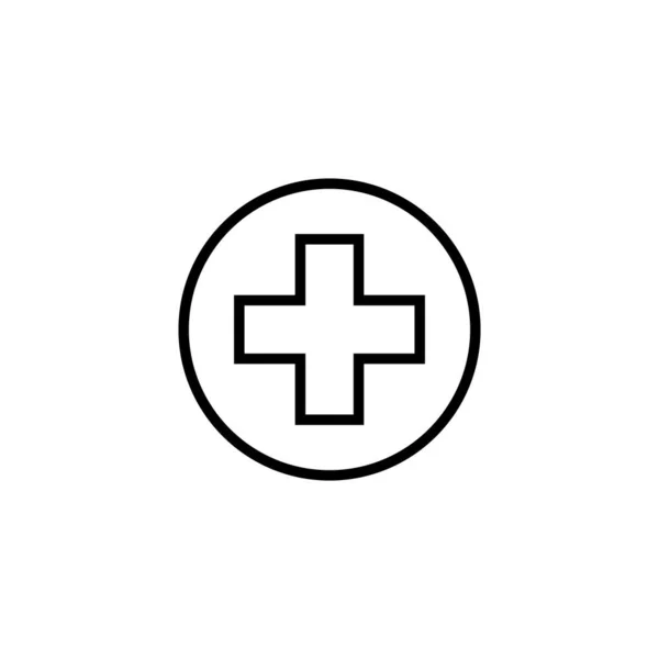 Cross in line art style. Christian church illustration. Homeopathy medicine, healthcare. Religious sign. Medicine doctor logo, outline. — Stock Vector