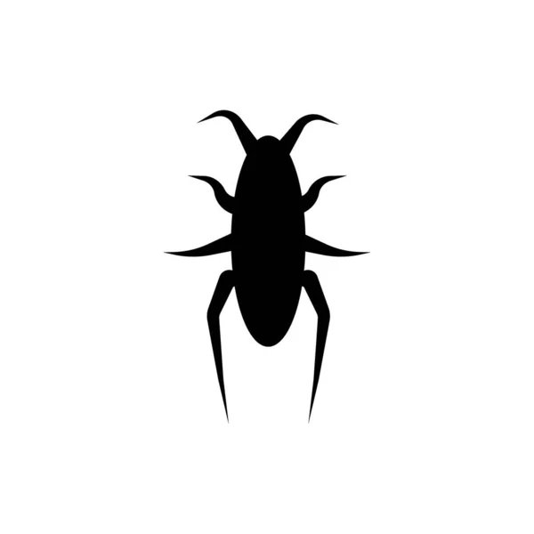 Beyaz arka planda klasik karakter siyah böcek. Retro, grafik, logo tasarımı. İzole vektör illüstrasyonu.