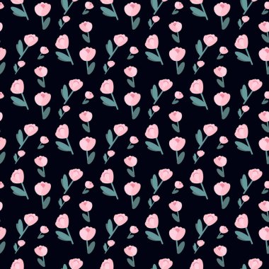 Çiçeksiz, tekstil tasarımı için moda deseni. Sanatsal vektör çizimi, tasarım elementi. Çiçek açan.