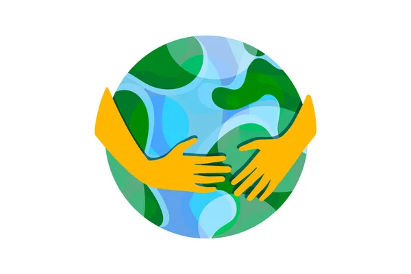 Hands hold the planet, the globe, the Earth. Beautiful illustration for design. The concept of environmental protection, of the holiday. World environment day, vector. Environmental protection. — Stock Vector