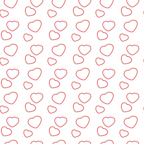 Vector background with heart symbol, for decoration. Template design for Valentines day, wedding. Seamless pattern. Red, white. outline. — Stock Vector