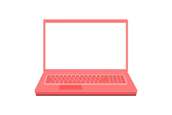 Plantilla de negocios moderna con portátil rosa sobre fondo blanco. Vector mockup aislado. Lugar de trabajo de oficina. Independiente. Pantalla blanca. Diseño de plantillas de comunicación en redes sociales, para diseño web . — Archivo Imágenes Vectoriales